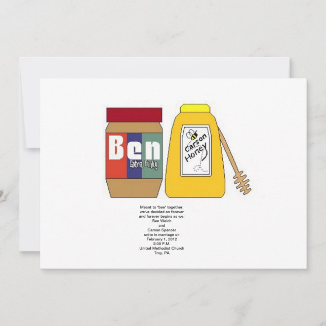 Invitación a la boda de mantequilla de cacahuate y (Anverso)