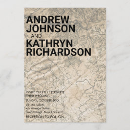 Invitación a la boda de Mapa de Vintage
