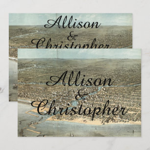 Invitación a la boda de Mapa Rustic Vintage Chicag