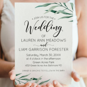 Invitación a la boda de marcas de color de agua