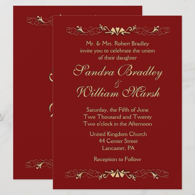 Invitación a la boda de Marcella (Anverso / Reverso)