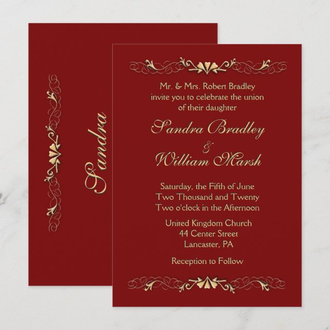 Invitación a la boda de Marcella (Anverso / Reverso)