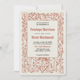 Invitación a la boda de marco de ángeles de época