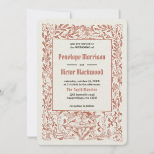 Invitación a la boda de marco de ángeles de época