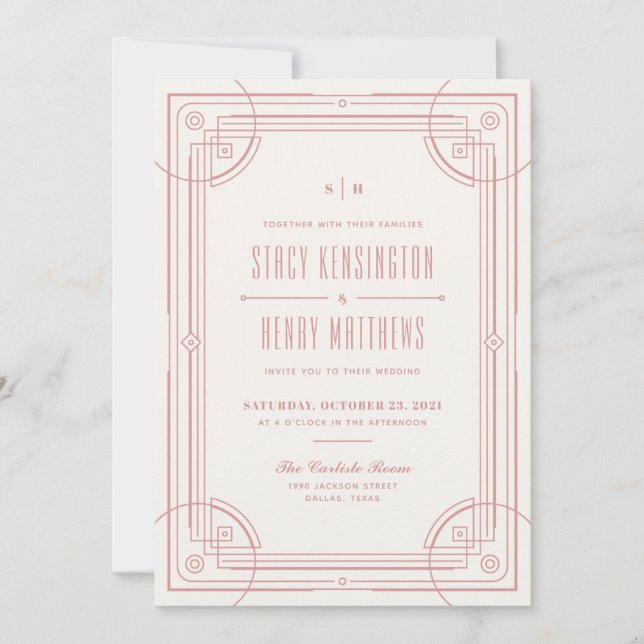 Invitación a la boda de marco de decoración modern (Anverso)