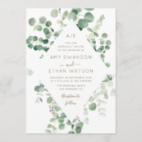 invitación a la boda de marco de eucalipto verde