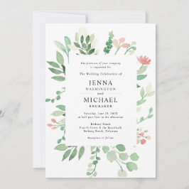 Invitación a la boda de marco de floral de Rubor