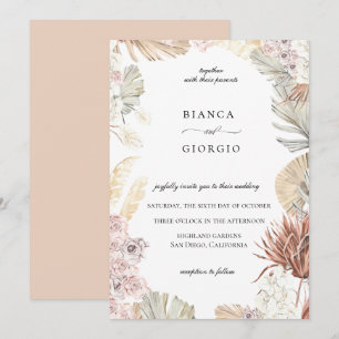 Invitación a la boda de marco de follaje de jungla