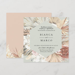 Invitación a la boda de marco de follaje sano