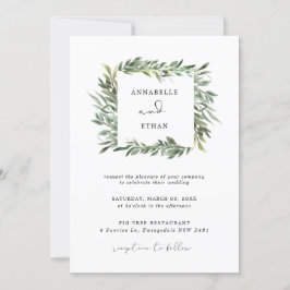 Invitación a la boda de marco de hoja de follaje