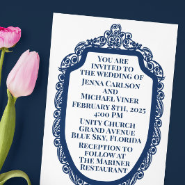 Invitación a la boda de marco de imagen azul eduar