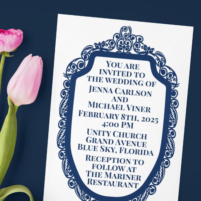 Invitación a la boda de marco de imagen azul eduar (Subido por el creador)