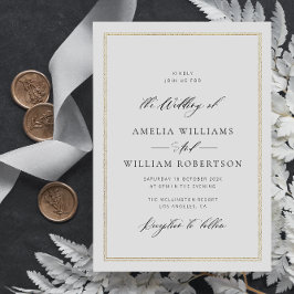 invitación a la boda de marco de oro de escritura 