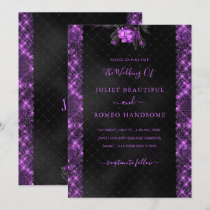 Invitación a la boda de marco de Purpurina negro p