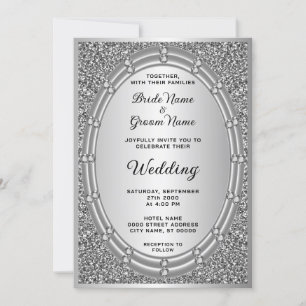 Invitación a la boda de marco de Purpurina platead