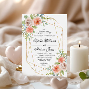 Invitación a la boda de marco de Rosa y oro