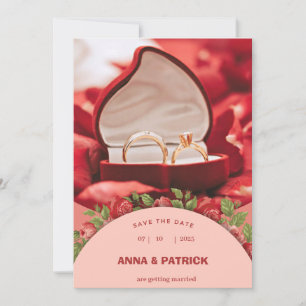 Invitación a la boda de marco de rosas salmón