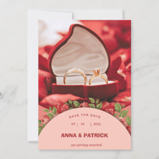 Invitación a la boda de marco de rosas salmón