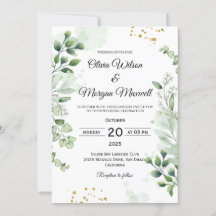 Invitación a la boda de marco de verde de moda