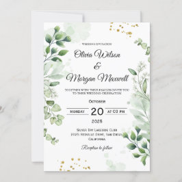 Invitación a la boda de marco de verde de moda