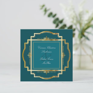 Invitación a la boda de marco dorado