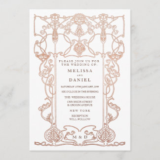 Invitación a la boda de marco en estilo Art Nouvea