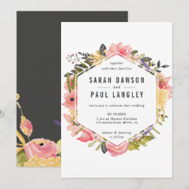 Invitación a la boda de marco floral