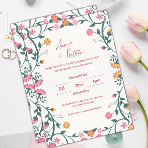 Invitación a la boda de marco floral con bonito in
