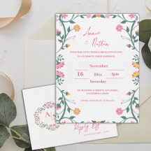 Invitación a la boda de marco floral con bonito in