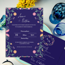 Invitación a la boda de marco floral con bonito in