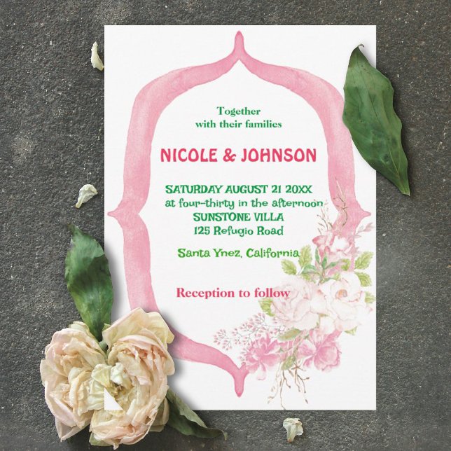 Invitación a la boda de marco floral con flores de (Subido por el creador)
