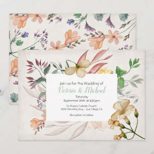 Invitación a la boda de marco floral con flores si