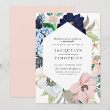 Invitación a la boda de marco floral de la Marina