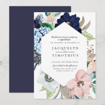 Invitación a la boda de marco floral de la marina