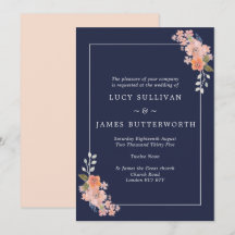 Invitación a la boda de marco floral de la Marina