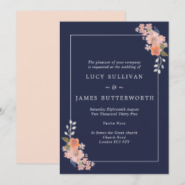 Invitación a la boda de marco floral de la Marina 