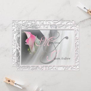 Invitación a la boda de marco floral de Lirio Rosa