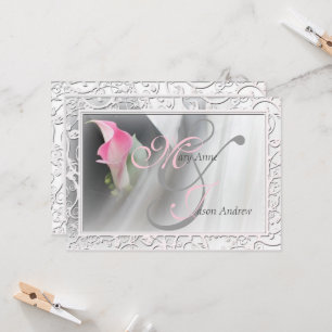 Invitación a la boda de marco floral de Lirio Rosa