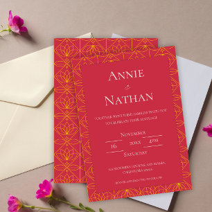 Invitación a la boda de marco floral de Naranja de