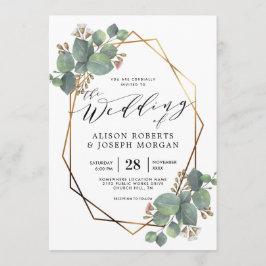 Invitación a la boda de marco geométrico Eucalyptu