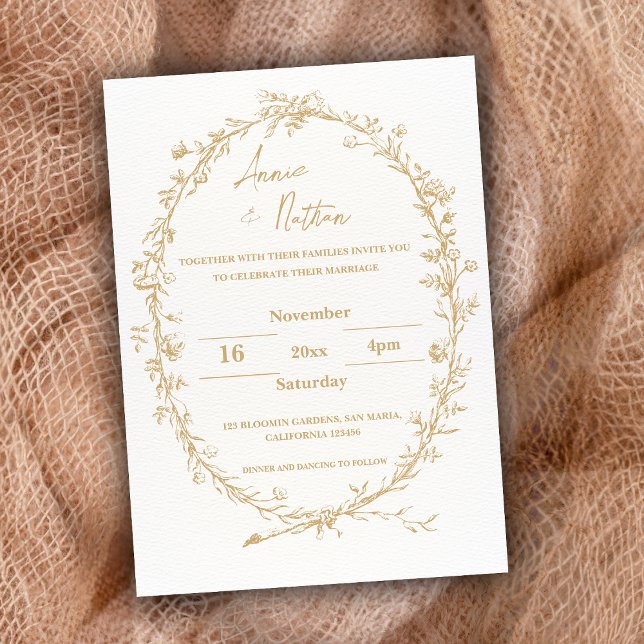 Invitación a la boda de marco intrincada con oro d (Ornate Gold Intricate Frame Wedding Invitation)