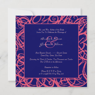 Invitación a la boda de marco rosa y azul