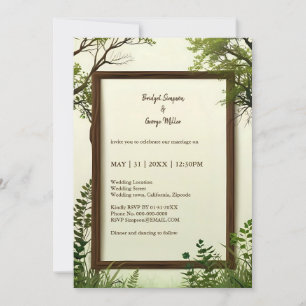 invitación a la boda de marco rústico de vegetació