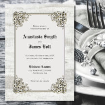 Invitación a la boda de marco tallado en madera rú