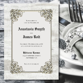 Invitación a la boda de marco tallado en madera rú