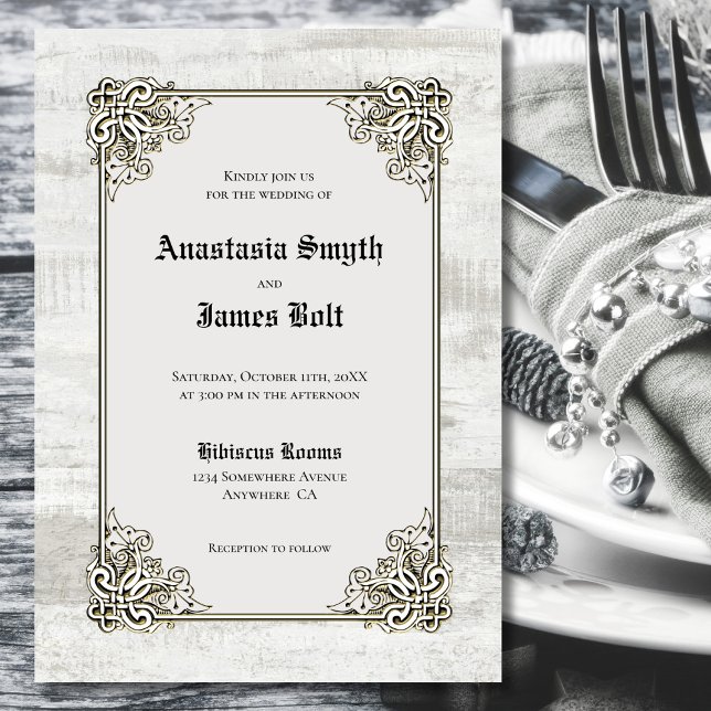 Invitación a la boda de marco tallado en madera rú (Subido por el creador)