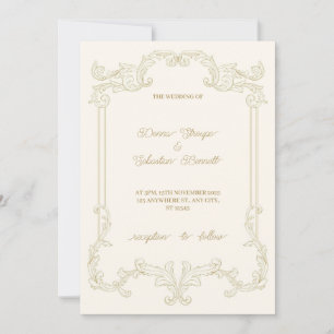 Invitación a la boda de marco ventilado beige clás