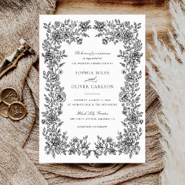 Invitación a la boda de marco vintage floral elega