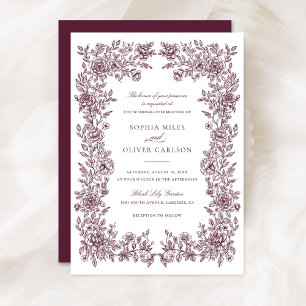 Invitación a la boda de marco vintage floral elega