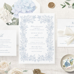 Invitación a la boda de marco vintage floral elega